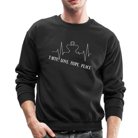 Faith, Love, Hope, Peace Crewneck Sweatshirt - black