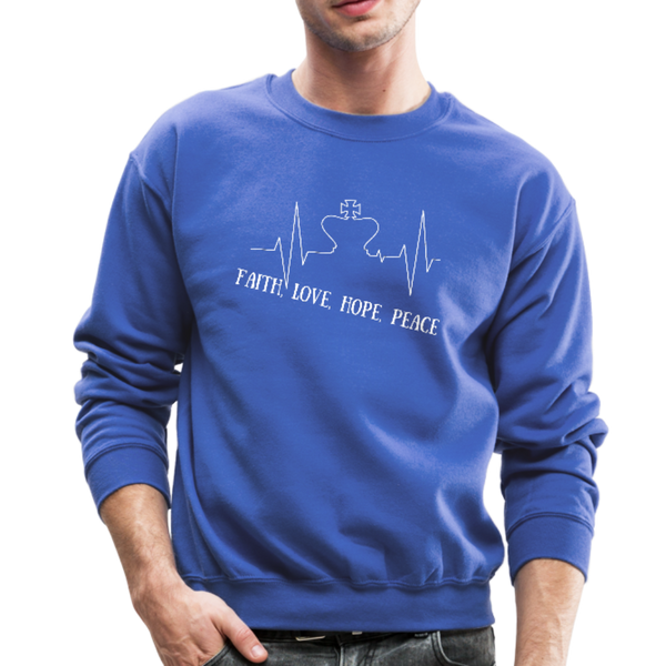 Faith, Love, Hope, Peace Crewneck Sweatshirt - royal blue