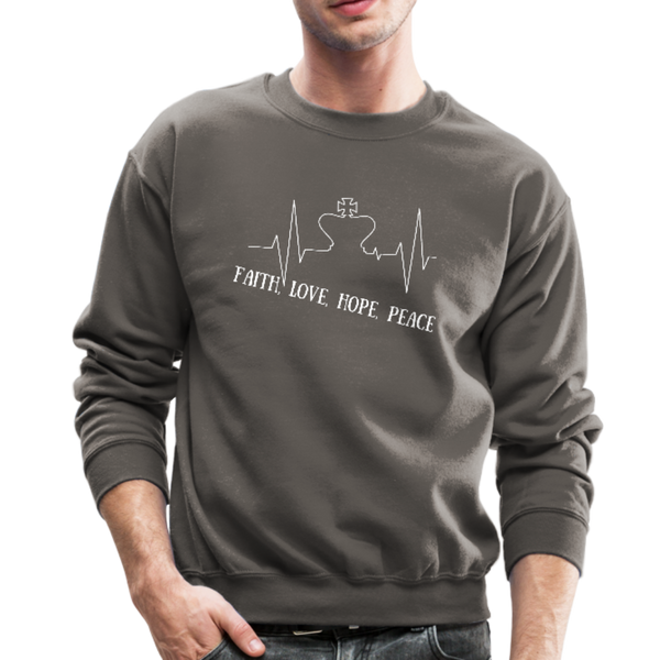 Faith, Love, Hope, Peace Crewneck Sweatshirt - asphalt gray