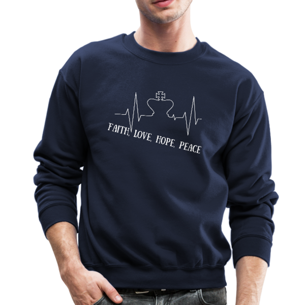 Faith, Love, Hope, Peace Crewneck Sweatshirt - navy