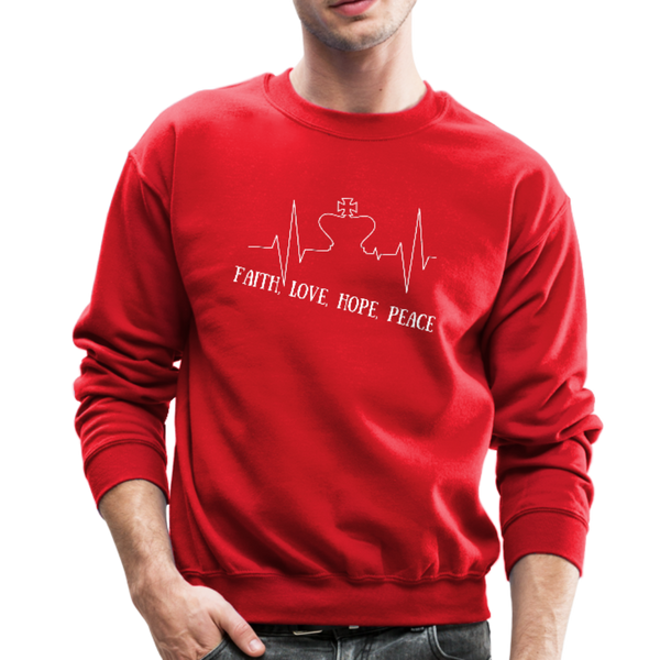 Faith, Love, Hope, Peace Crewneck Sweatshirt - red