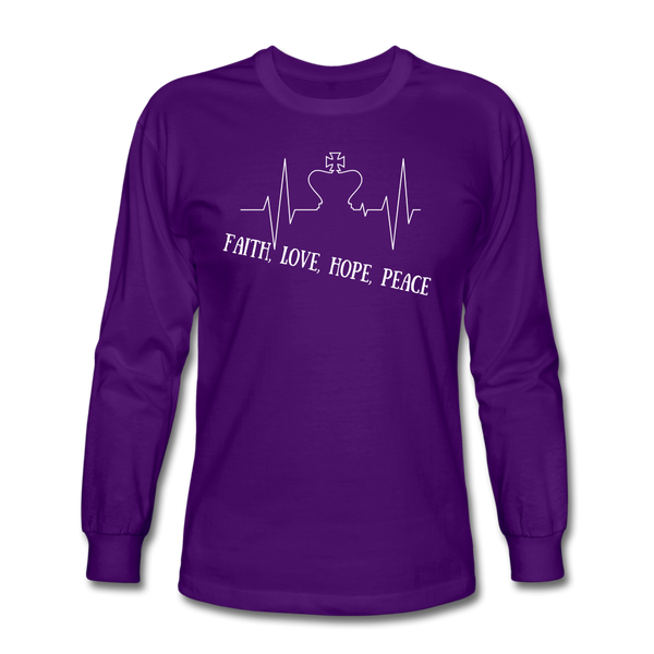 Faith, Love, Hope, Peace Long Sleeve T-Shirt - purple