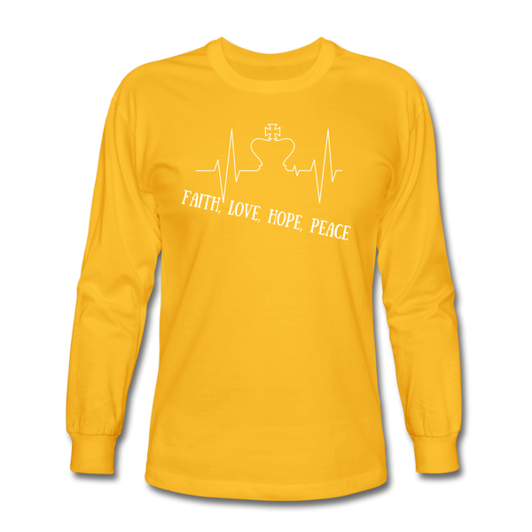 Faith, Love, Hope, Peace Long Sleeve T-Shirt - gold