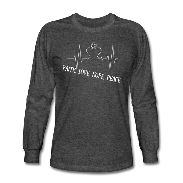 Faith, Love, Hope, Peace Long Sleeve T-Shirt - heather black