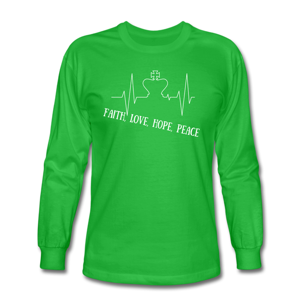 Faith, Love, Hope, Peace Long Sleeve T-Shirt - bright green