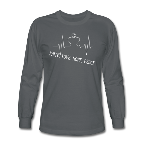 Faith, Love, Hope, Peace Long Sleeve T-Shirt - charcoal