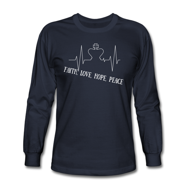 Faith, Love, Hope, Peace Long Sleeve T-Shirt - navy