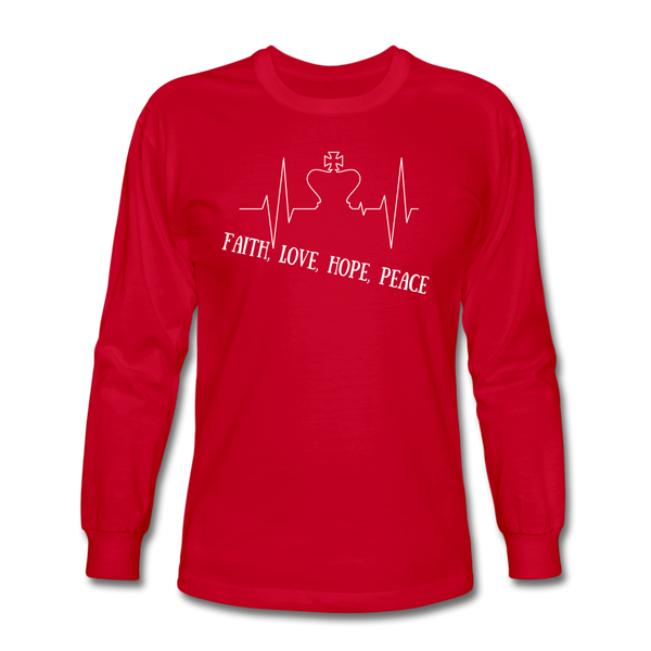 Faith, Love, Hope, Peace Long Sleeve T-Shirt - red