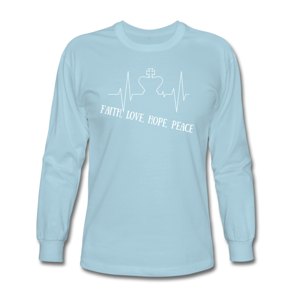 Faith, Love, Hope, Peace Long Sleeve T-Shirt - powder blue