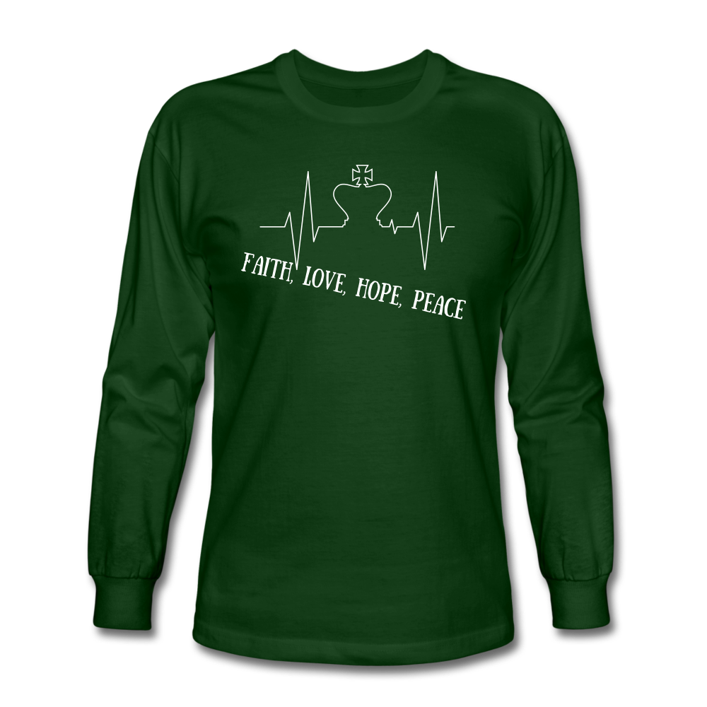 Faith, Love, Hope, Peace Long Sleeve T-Shirt - forest green