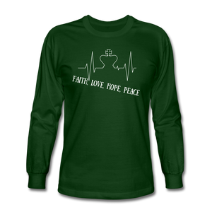 Faith, Love, Hope, Peace Long Sleeve T-Shirt - forest green