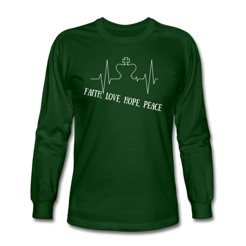 Faith, Love, Hope, Peace Long Sleeve T-Shirt - forest green