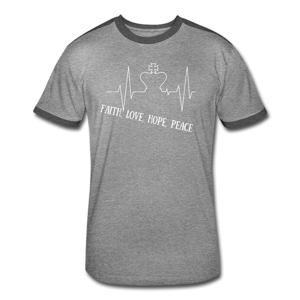 Faith, Love, Hope, Peace Ringer T-Shirt - heather gray/charcoal