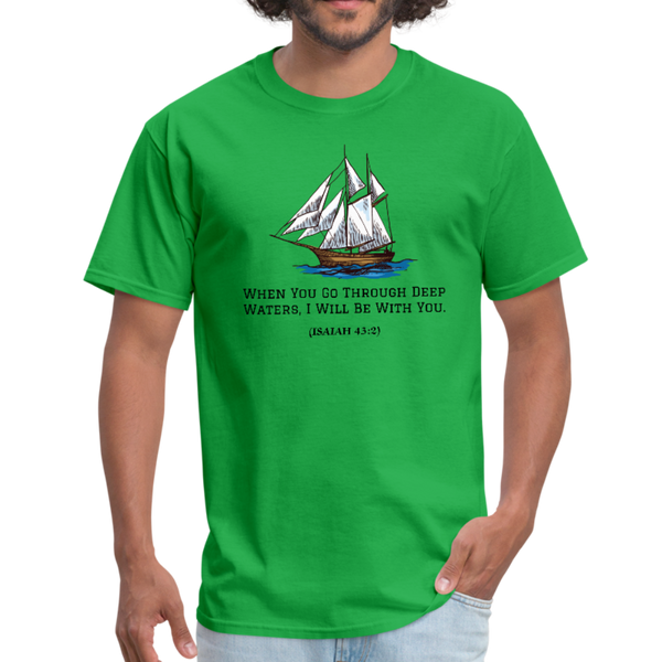 When You Go Through Deep Waters Workwear T-Shirt - bright green
