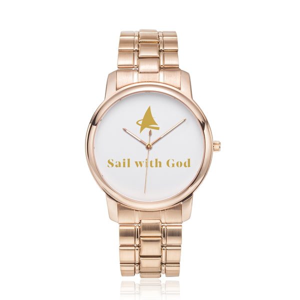 Proverbs --- Sail with God (Rose-Gold, Clear Dial)