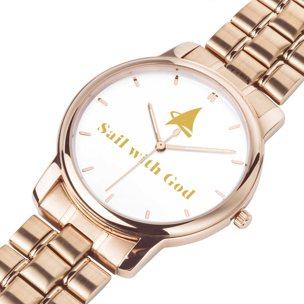 Proverbs --- Sail with God (Rose-Gold, Stick Dial)